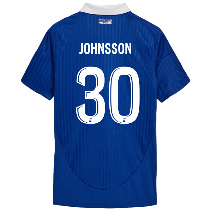 Niño Camiseta Karl-Johan Johnsson #30 Azul Blanco 1ª Equipación 2024/25 La Camisa Chile