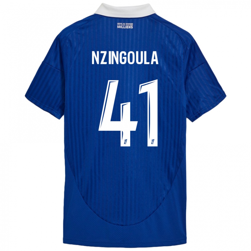 Niño Camiseta Rabby Nzingoula #41 Azul Blanco 1ª Equipación 2024/25 La Camisa Chile