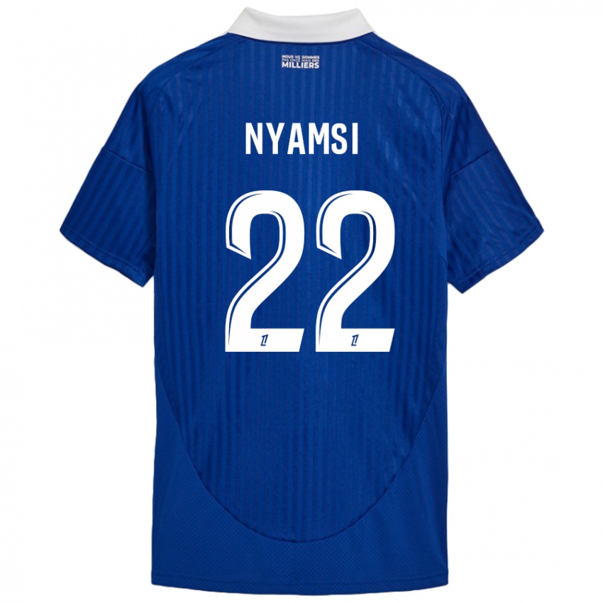 Niño Camiseta Gerzino Nyamsi #22 Azul Blanco 1ª Equipación 2024/25 La Camisa Chile