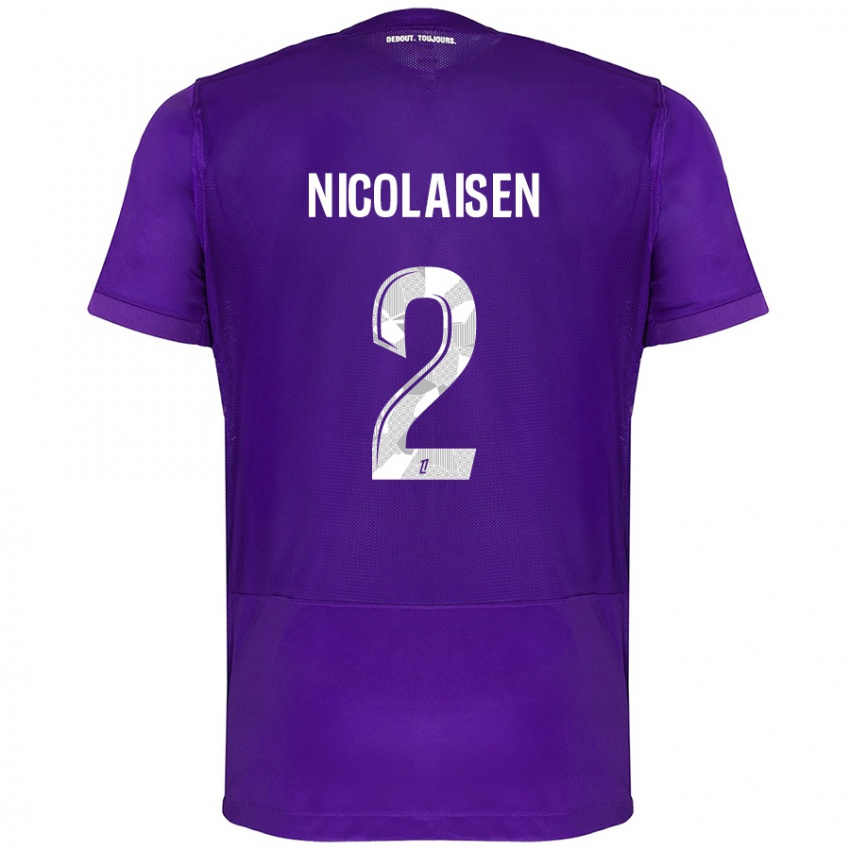 Niño Camiseta Rasmus Nicolaisen #2 Morado Blanco 1ª Equipación 2024/25 La Camisa Chile