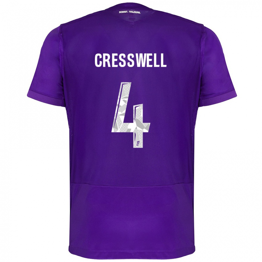 Niño Camiseta Charlie Cresswell #4 Morado Blanco 1ª Equipación 2024/25 La Camisa Chile