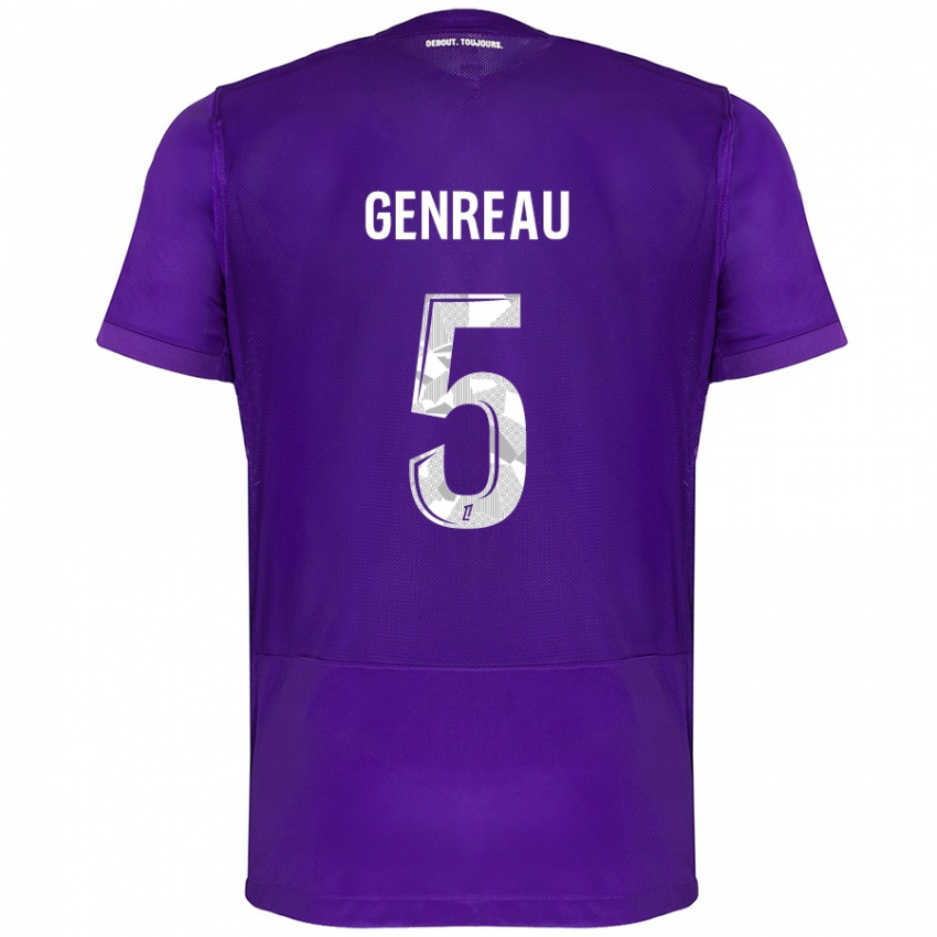 Niño Camiseta Denis Genreau #5 Morado Blanco 1ª Equipación 2024/25 La Camisa Chile