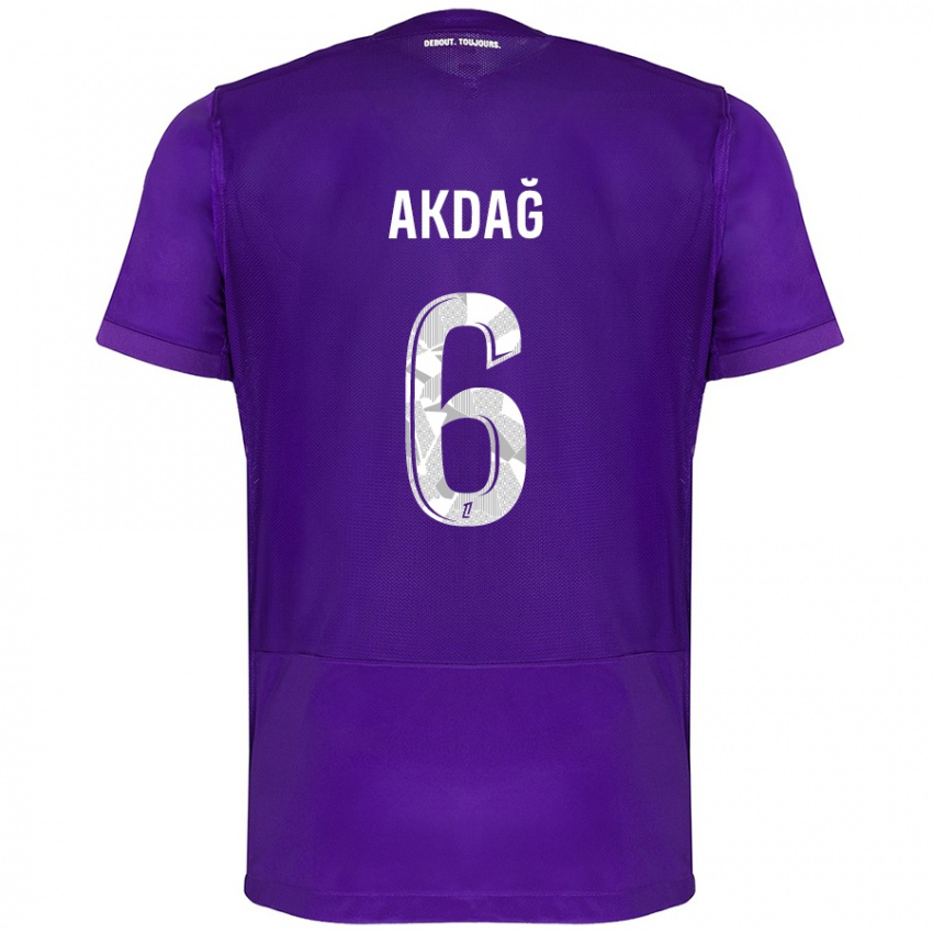 Niño Camiseta Ümit Akdağ #6 Morado Blanco 1ª Equipación 2024/25 La Camisa Chile