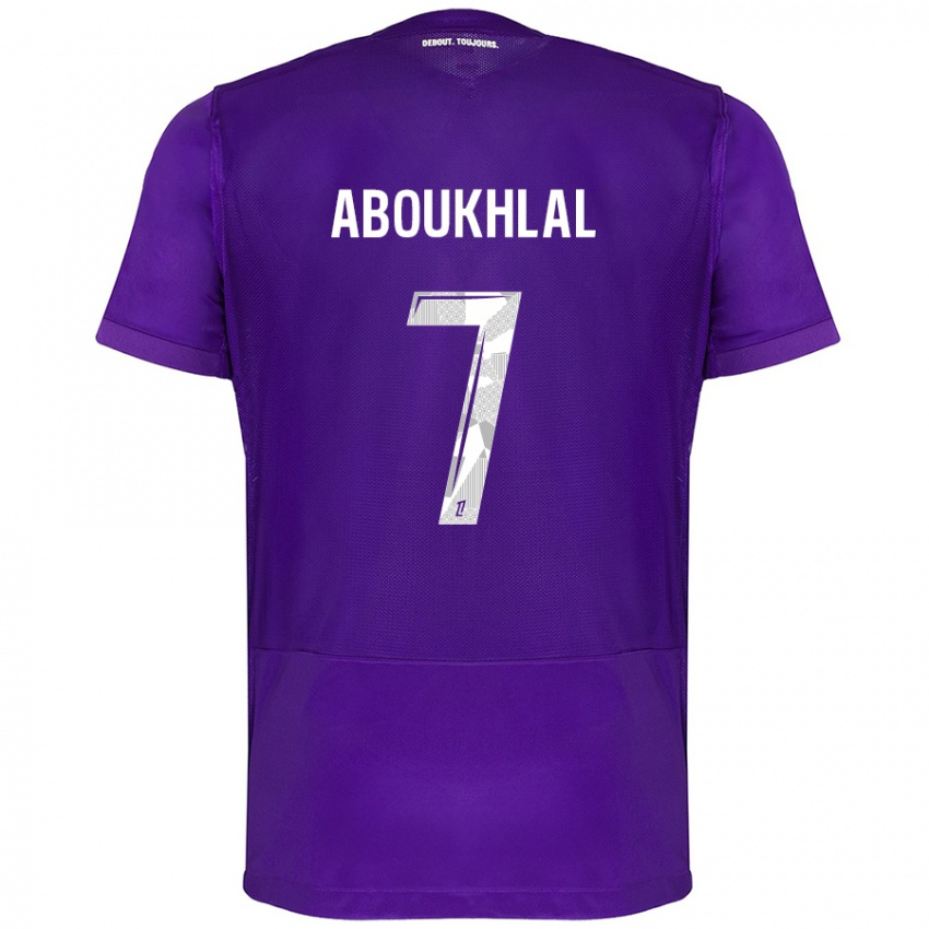 Niño Camiseta Zakaria Aboukhlal #7 Morado Blanco 1ª Equipación 2024/25 La Camisa Chile