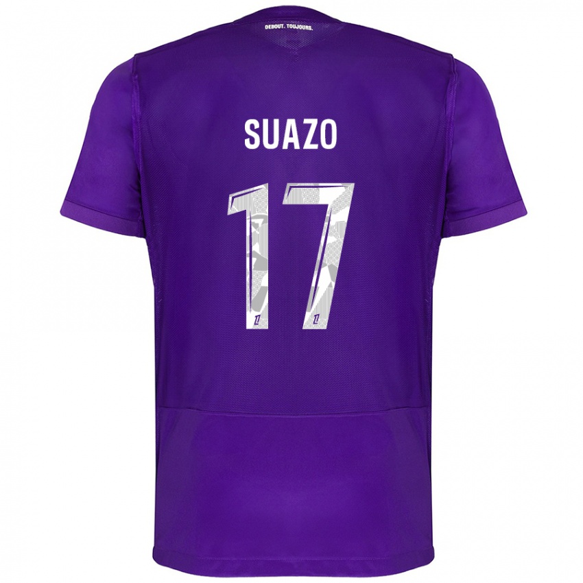 Niño Camiseta Gabriel Suazo #17 Morado Blanco 1ª Equipación 2024/25 La Camisa Chile