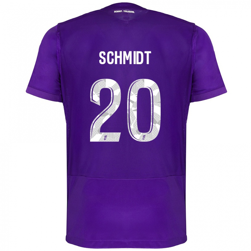 Niño Camiseta Niklas Schmidt #20 Morado Blanco 1ª Equipación 2024/25 La Camisa Chile