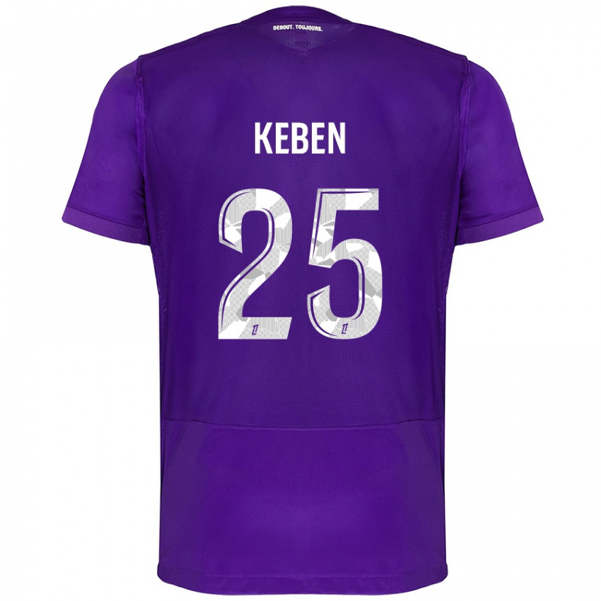 Niño Camiseta Kévin Keben #25 Morado Blanco 1ª Equipación 2024/25 La Camisa Chile