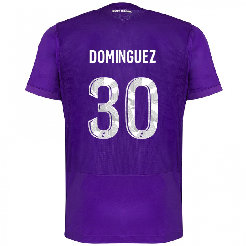 Niño Camiseta Álex Domínguez #30 Morado Blanco 1ª Equipación 2024/25 La Camisa Chile