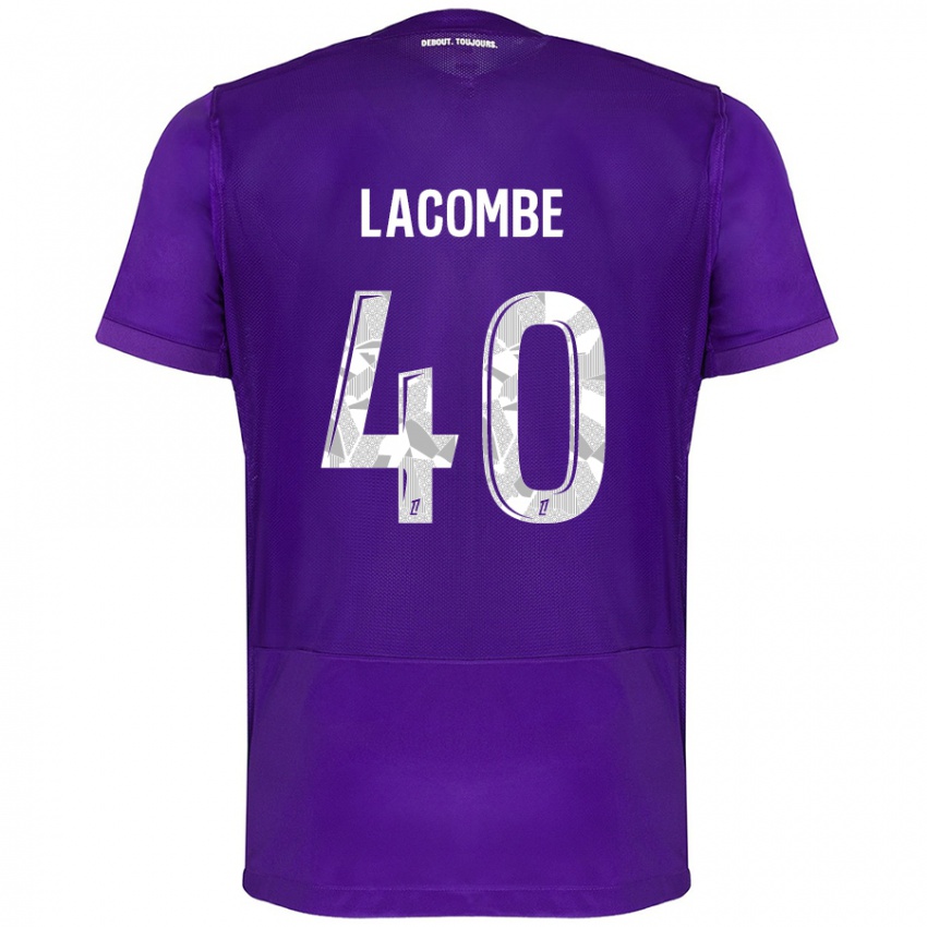 Niño Camiseta Justin Lacombe #40 Morado Blanco 1ª Equipación 2024/25 La Camisa Chile