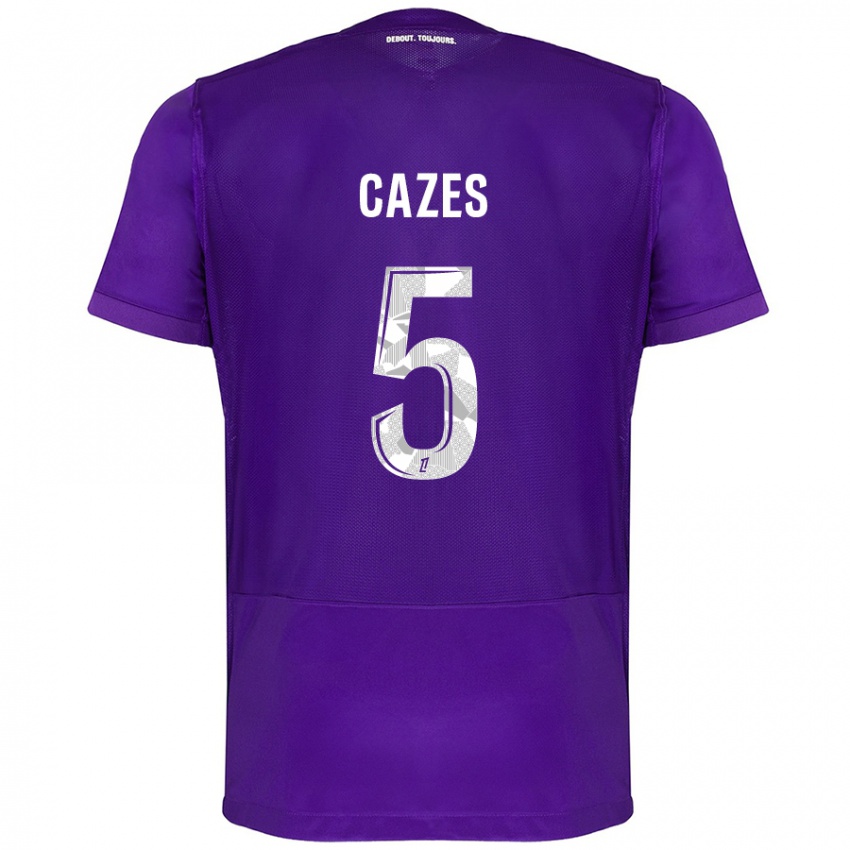 Niño Camiseta Manon Cazes #5 Morado Blanco 1ª Equipación 2024/25 La Camisa Chile