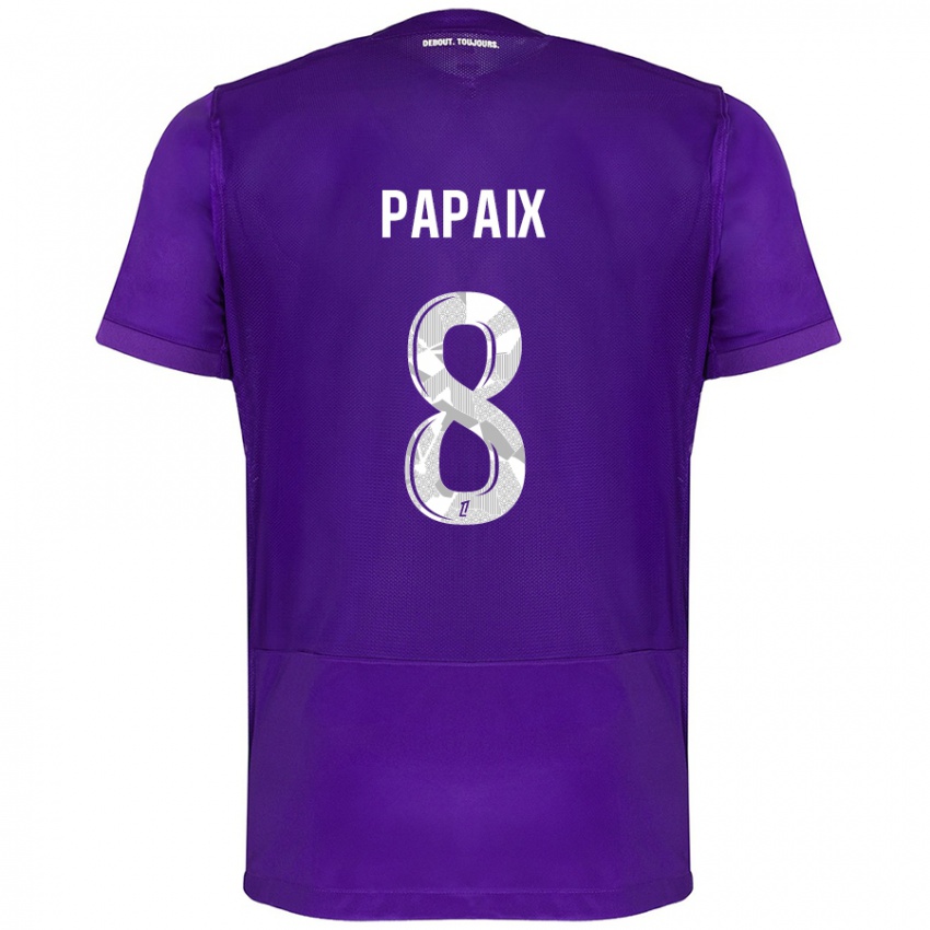 Niño Camiseta Pauline Papaix #8 Morado Blanco 1ª Equipación 2024/25 La Camisa Chile