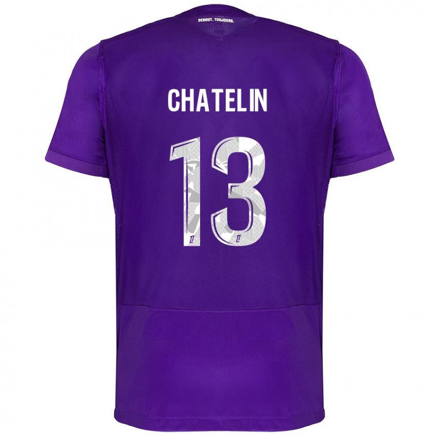 Niño Camiseta Delphin Chatelin #13 Morado Blanco 1ª Equipación 2024/25 La Camisa Chile