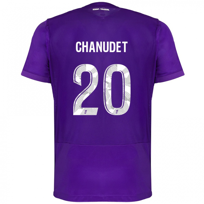 Niño Camiseta Coralie Chanudet #20 Morado Blanco 1ª Equipación 2024/25 La Camisa Chile