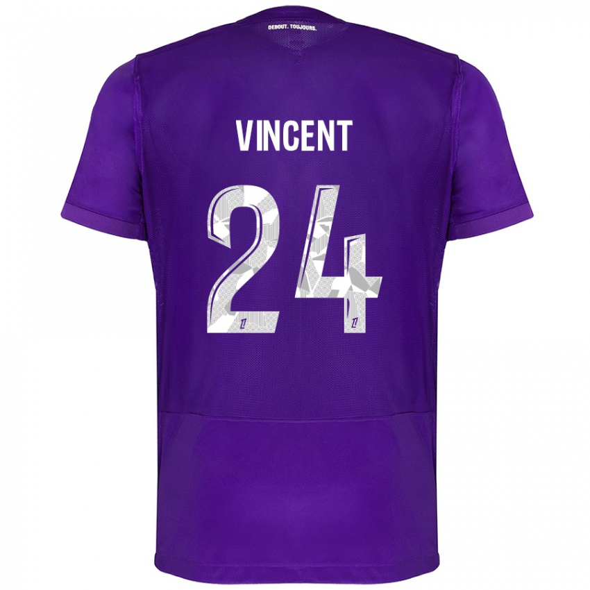 Niño Camiseta Magalie Vincent #24 Morado Blanco 1ª Equipación 2024/25 La Camisa Chile