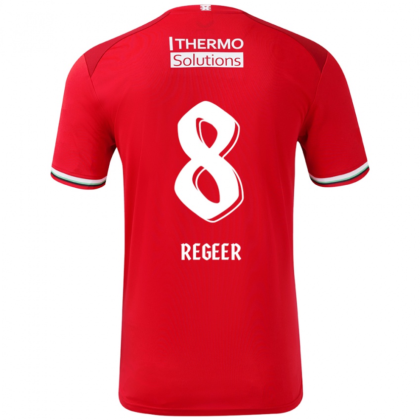 Niño Camiseta Youri Regeer #8 Rojo Blanco 1ª Equipación 2024/25 La Camisa Chile