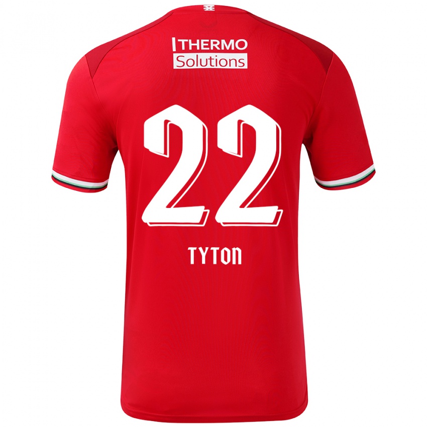 Niño Camiseta Przemyslaw Tyton #22 Rojo Blanco 1ª Equipación 2024/25 La Camisa Chile