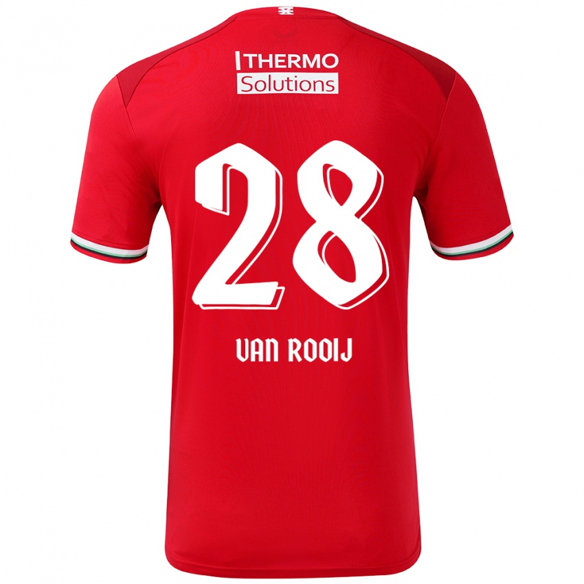 Niño Camiseta Bart Van Rooij #28 Rojo Blanco 1ª Equipación 2024/25 La Camisa Chile