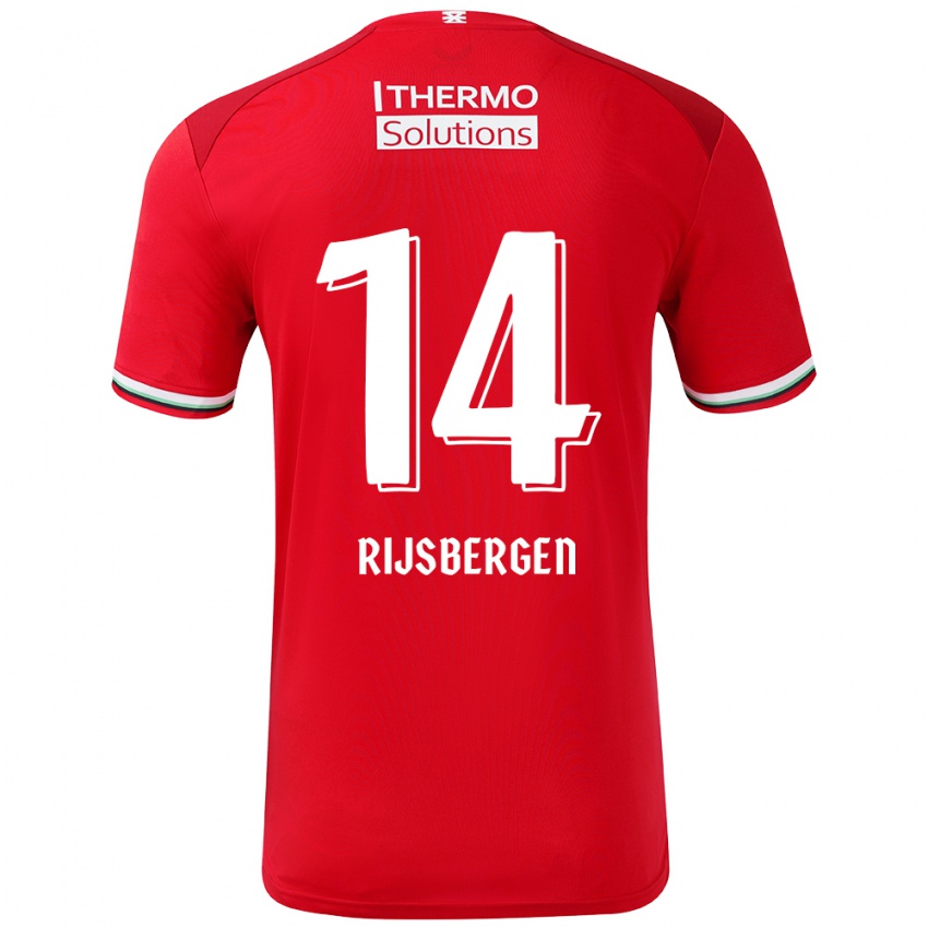 Niño Camiseta Liz Rijsbergen #14 Rojo Blanco 1ª Equipación 2024/25 La Camisa Chile