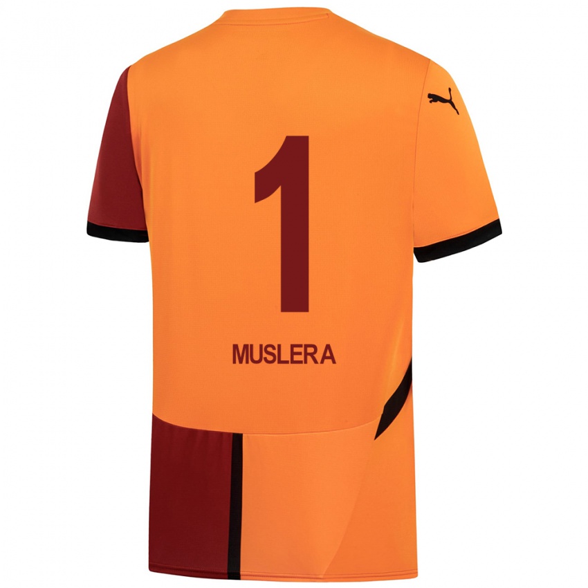 Niño Camiseta Fernando Muslera #1 Amarillo Rojo 1ª Equipación 2024/25 La Camisa Chile