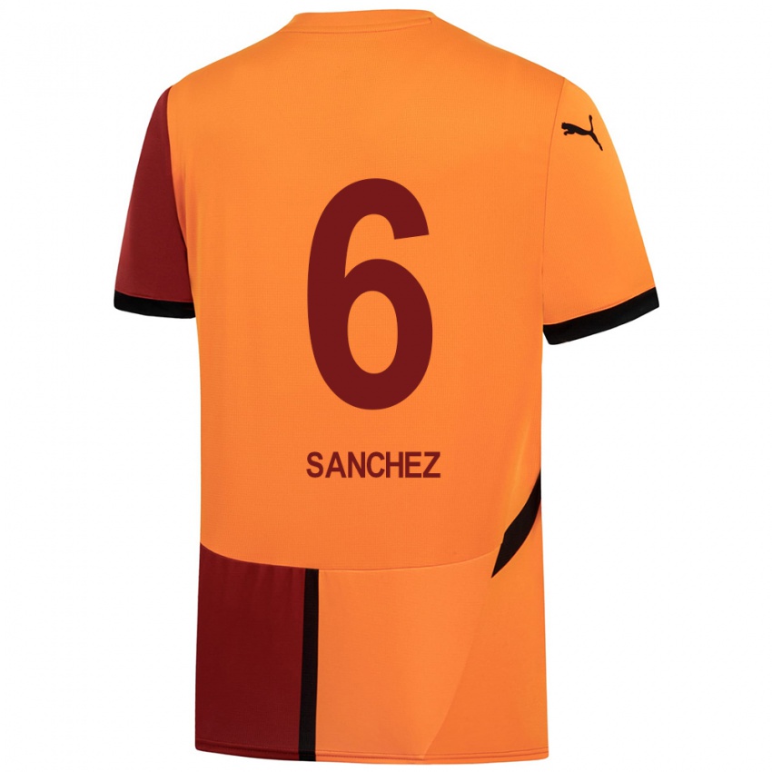 Niño Camiseta Davinson Sánchez #6 Amarillo Rojo 1ª Equipación 2024/25 La Camisa Chile