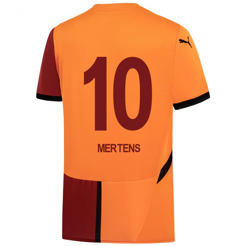 Niño Camiseta Dries Mertens #10 Amarillo Rojo 1ª Equipación 2024/25 La Camisa Chile