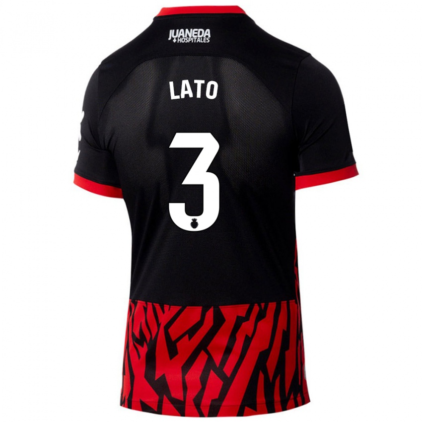 Niño Camiseta Toni Lato #3 Negro Rojo 1ª Equipación 2024/25 La Camisa Chile