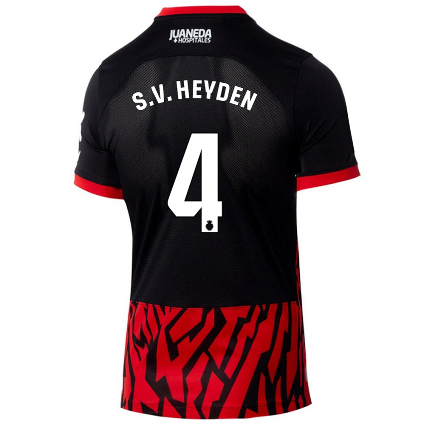 Niño Camiseta Siebe Van Der Heyden #4 Negro Rojo 1ª Equipación 2024/25 La Camisa Chile