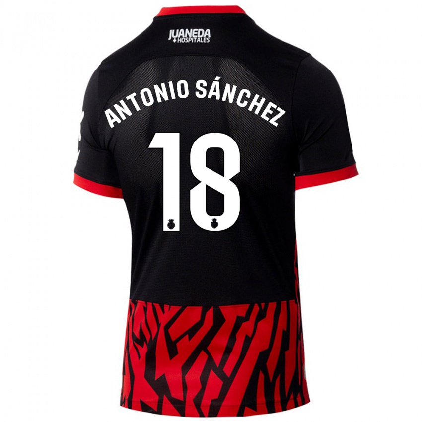 Niño Camiseta Antonio Sánchez #18 Negro Rojo 1ª Equipación 2024/25 La Camisa Chile