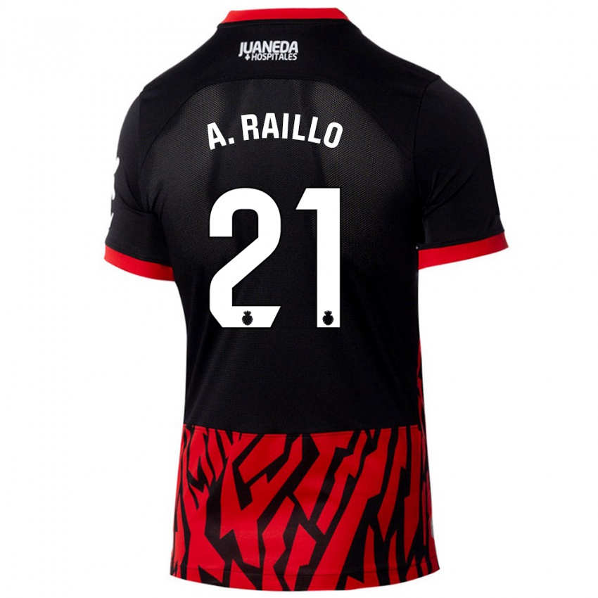 Niño Camiseta Antonio Raíllo #21 Negro Rojo 1ª Equipación 2024/25 La Camisa Chile