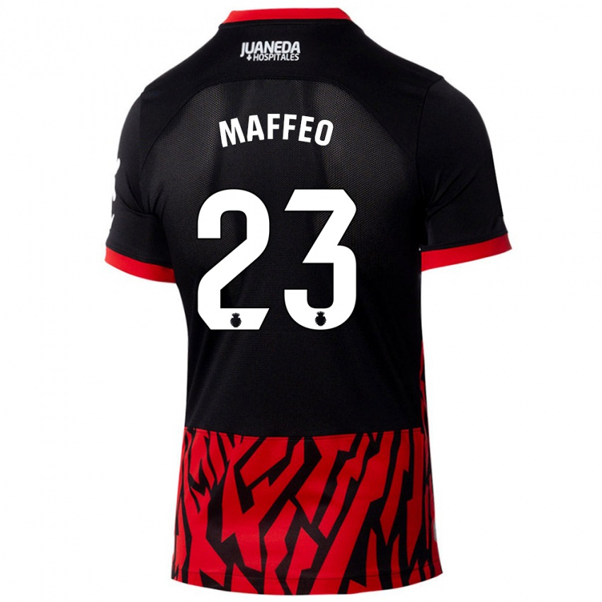 Niño Camiseta Pablo Maffeo #23 Negro Rojo 1ª Equipación 2024/25 La Camisa Chile