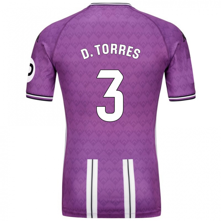 Niño Camiseta David Torres #3 Púrpura Blanco 1ª Equipación 2024/25 La Camisa Chile