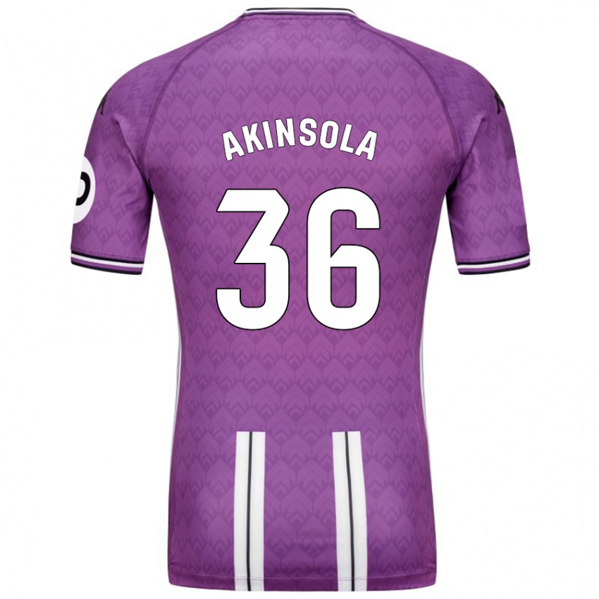 Niño Camiseta Tunde Akinsola #36 Púrpura Blanco 1ª Equipación 2024/25 La Camisa Chile