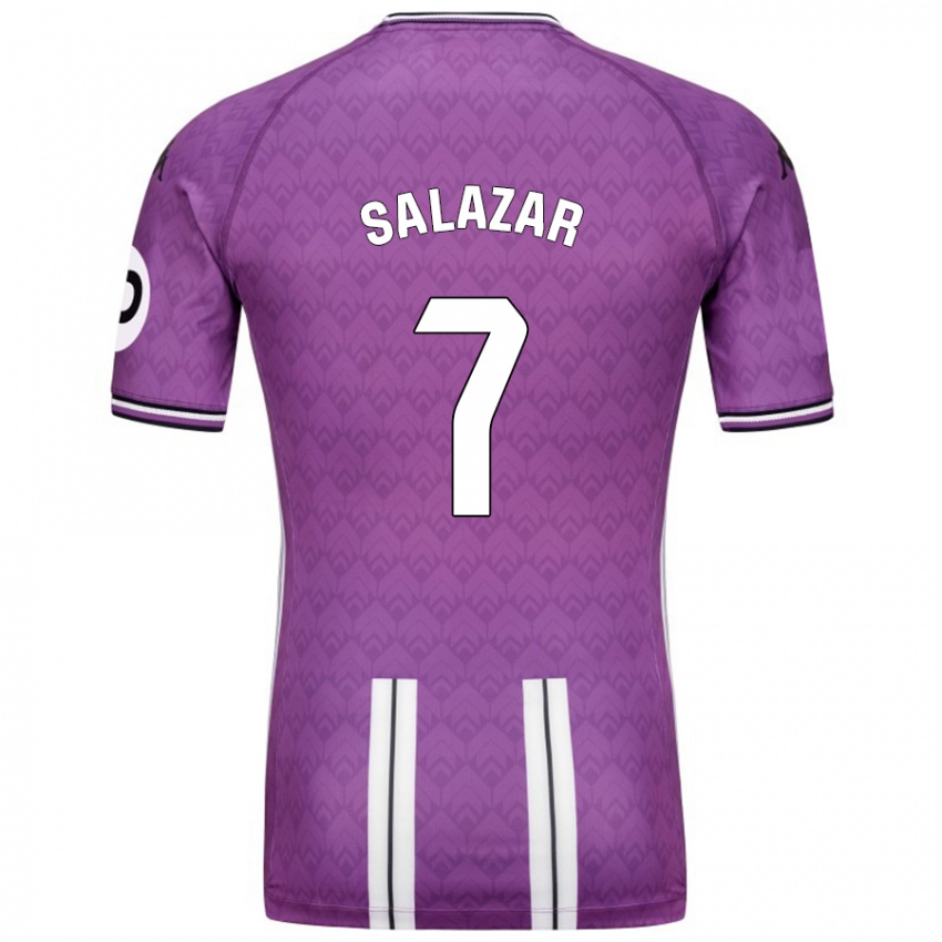 Niño Camiseta Israel Salazar #7 Púrpura Blanco 1ª Equipación 2024/25 La Camisa Chile