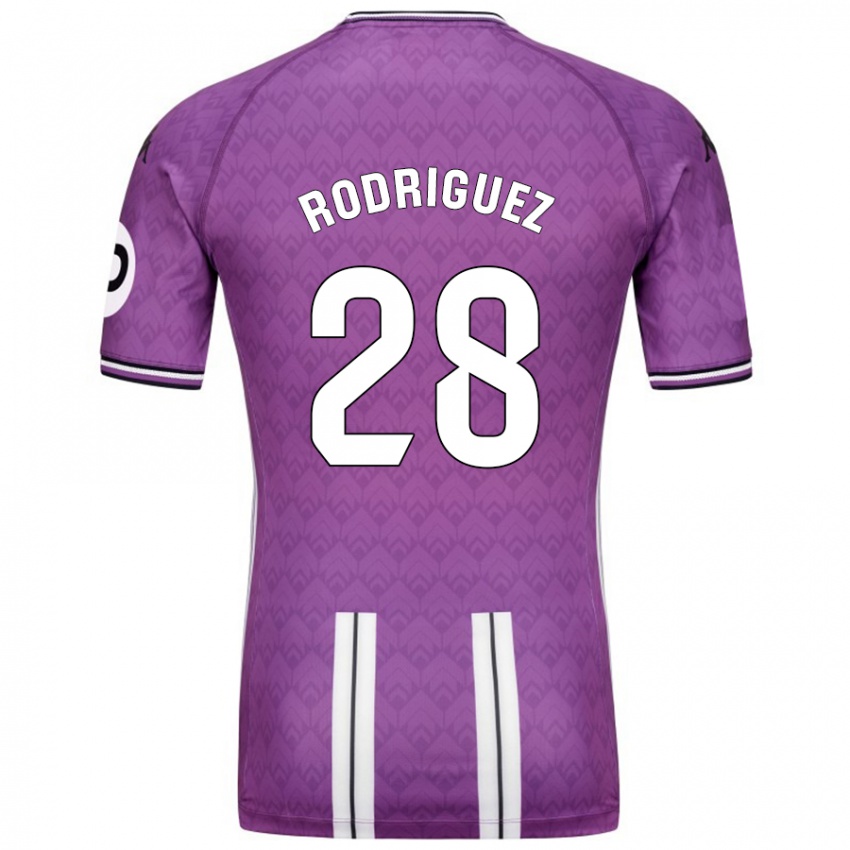 Niño Camiseta Yago Rodríguez #28 Púrpura Blanco 1ª Equipación 2024/25 La Camisa Chile