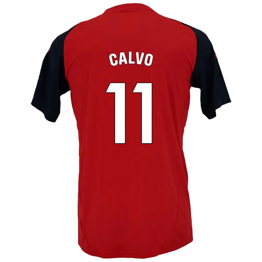 Niño Camiseta Álex Calvo #11 Rojo Negro 1ª Equipación 2024/25 La Camisa Chile