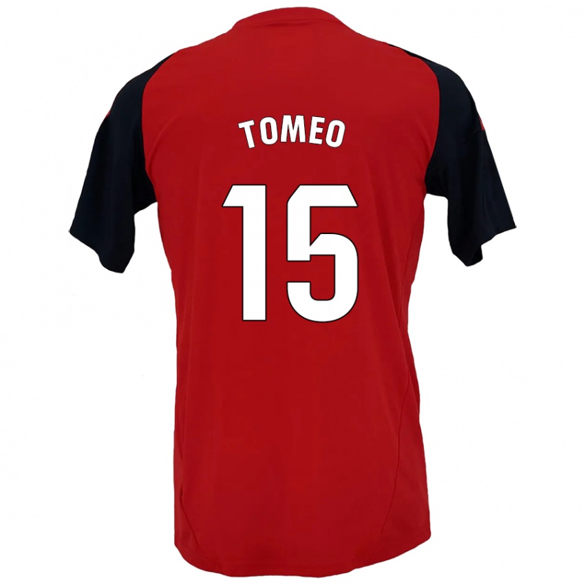 Niño Camiseta Pablo Tomeo #15 Rojo Negro 1ª Equipación 2024/25 La Camisa Chile