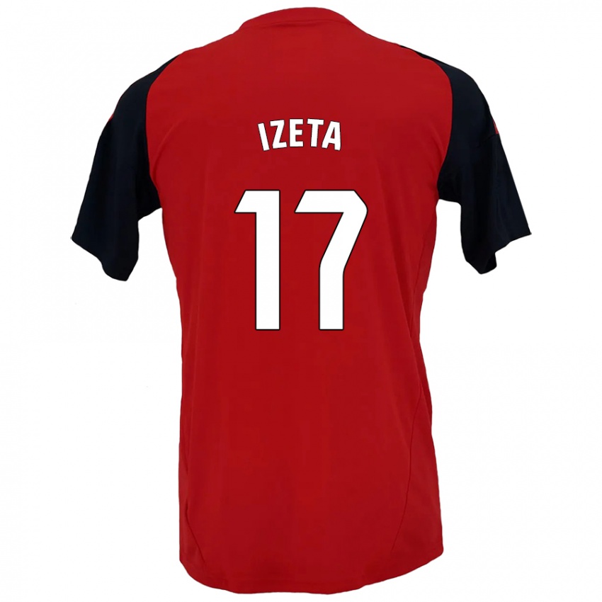 Niño Camiseta Urko Izeta #17 Rojo Negro 1ª Equipación 2024/25 La Camisa Chile