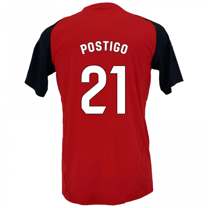 Niño Camiseta Sergio Postigo #21 Rojo Negro 1ª Equipación 2024/25 La Camisa Chile