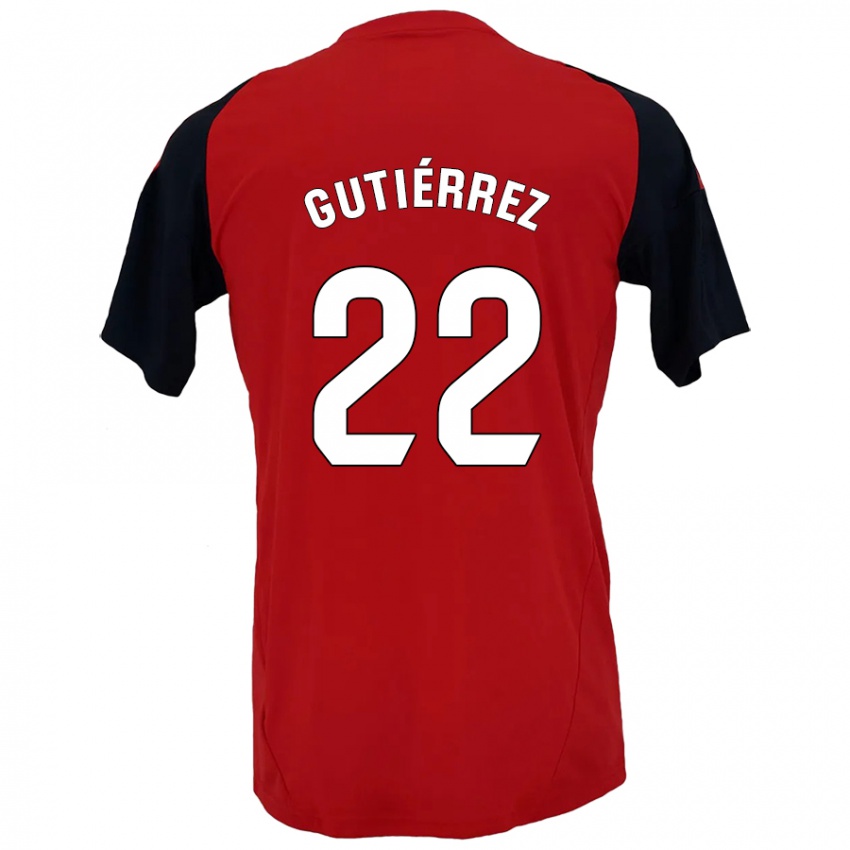 Niño Camiseta Juan Gutiérrez #22 Rojo Negro 1ª Equipación 2024/25 La Camisa Chile