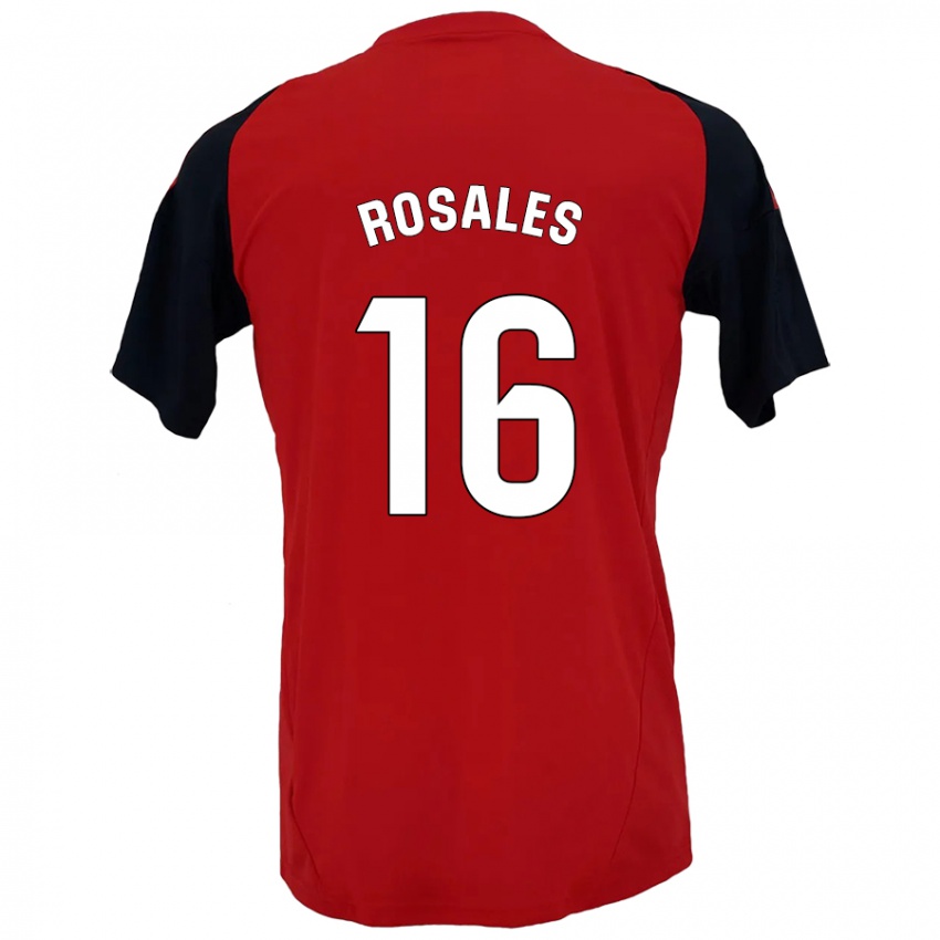 Niño Camiseta Diego Rosales #16 Rojo Negro 1ª Equipación 2024/25 La Camisa Chile