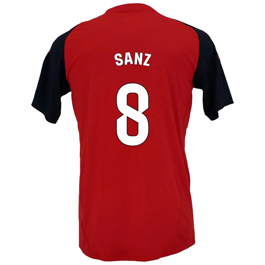 Niño Camiseta Álvaro Sanz #8 Rojo Negro 1ª Equipación 2024/25 La Camisa Chile