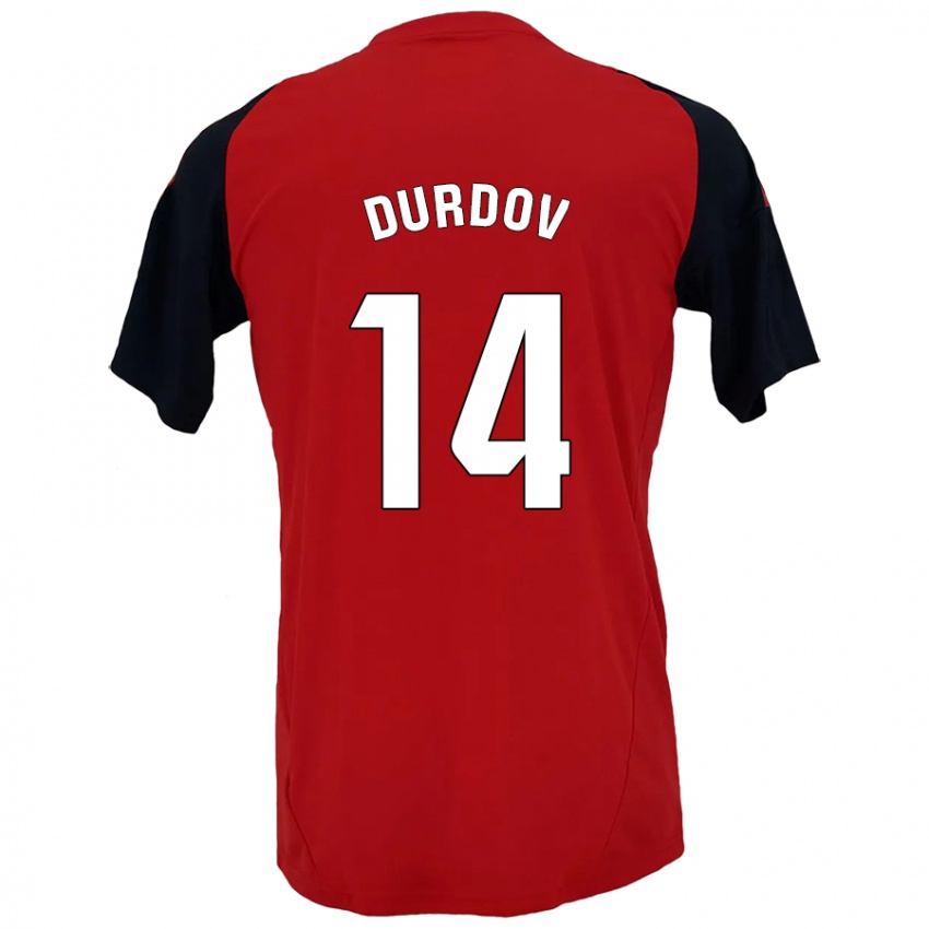 Niño Camiseta Ivan Durdov #14 Rojo Negro 1ª Equipación 2024/25 La Camisa Chile