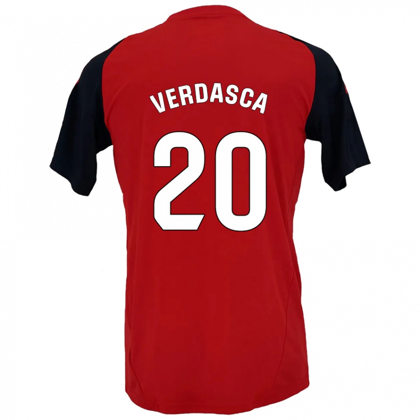 Niño Camiseta Diogo Verdasca #20 Rojo Negro 1ª Equipación 2024/25 La Camisa Chile