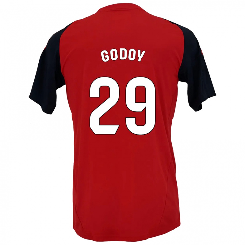 Niño Camiseta Alan Godoy #29 Rojo Negro 1ª Equipación 2024/25 La Camisa Chile