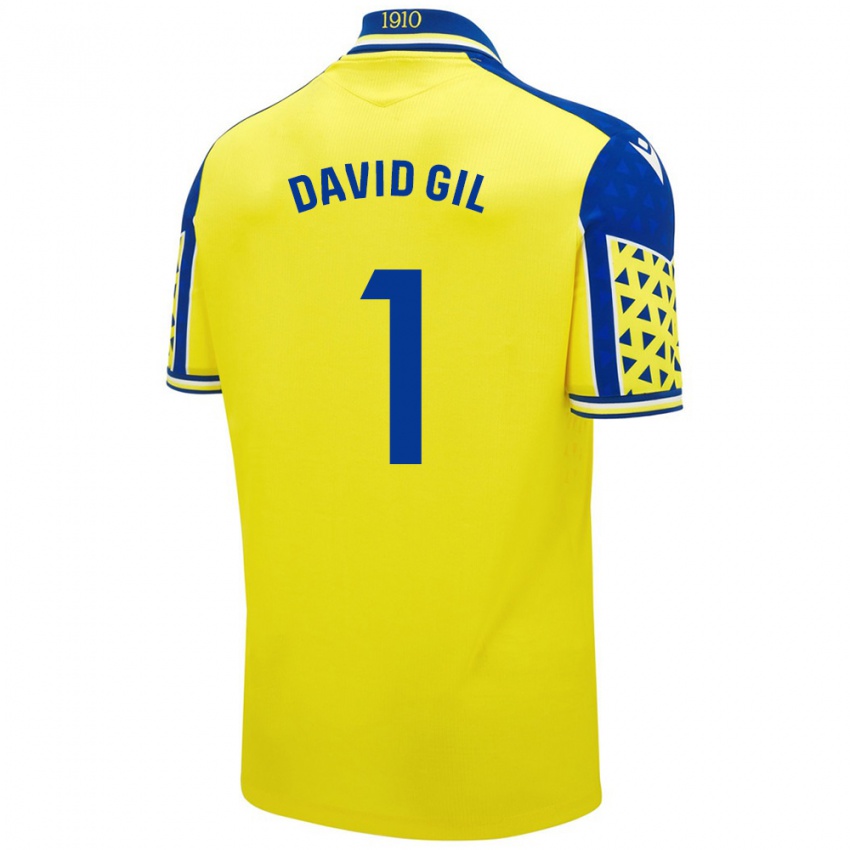 Niño Camiseta David Gil #1 Amarillo Azul 1ª Equipación 2024/25 La Camisa Chile