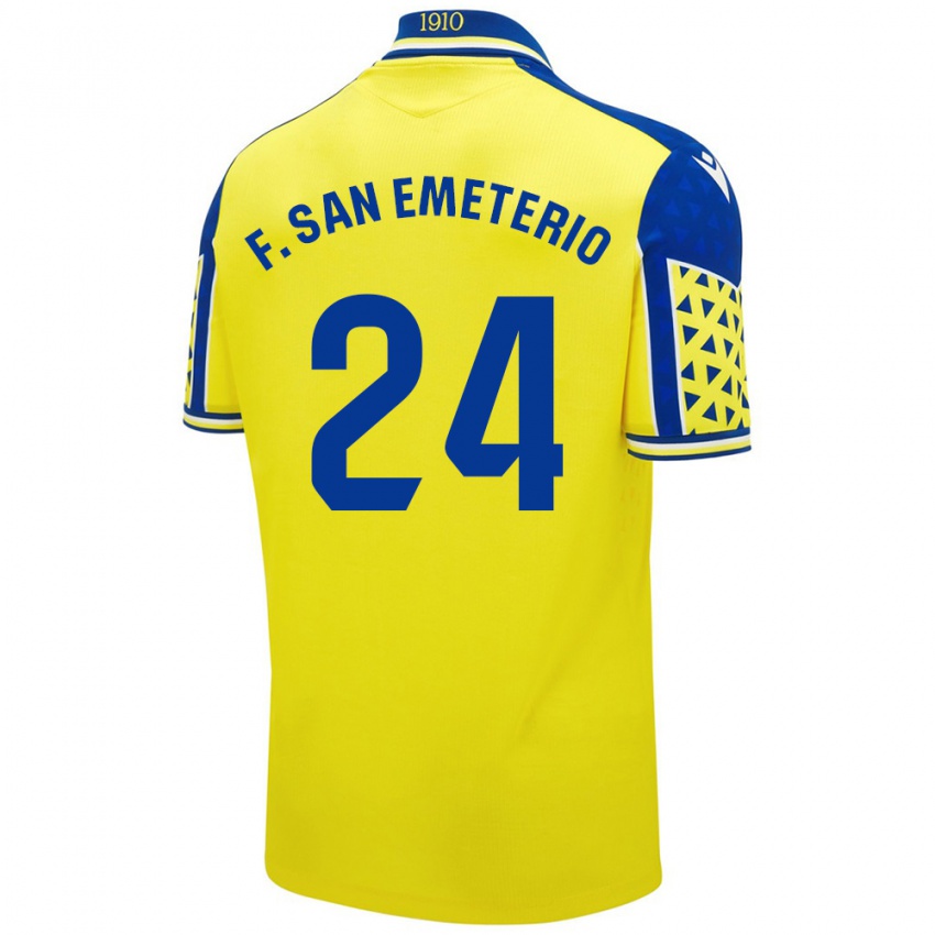 Niño Camiseta Fede San Emeterio #24 Amarillo Azul 1ª Equipación 2024/25 La Camisa Chile