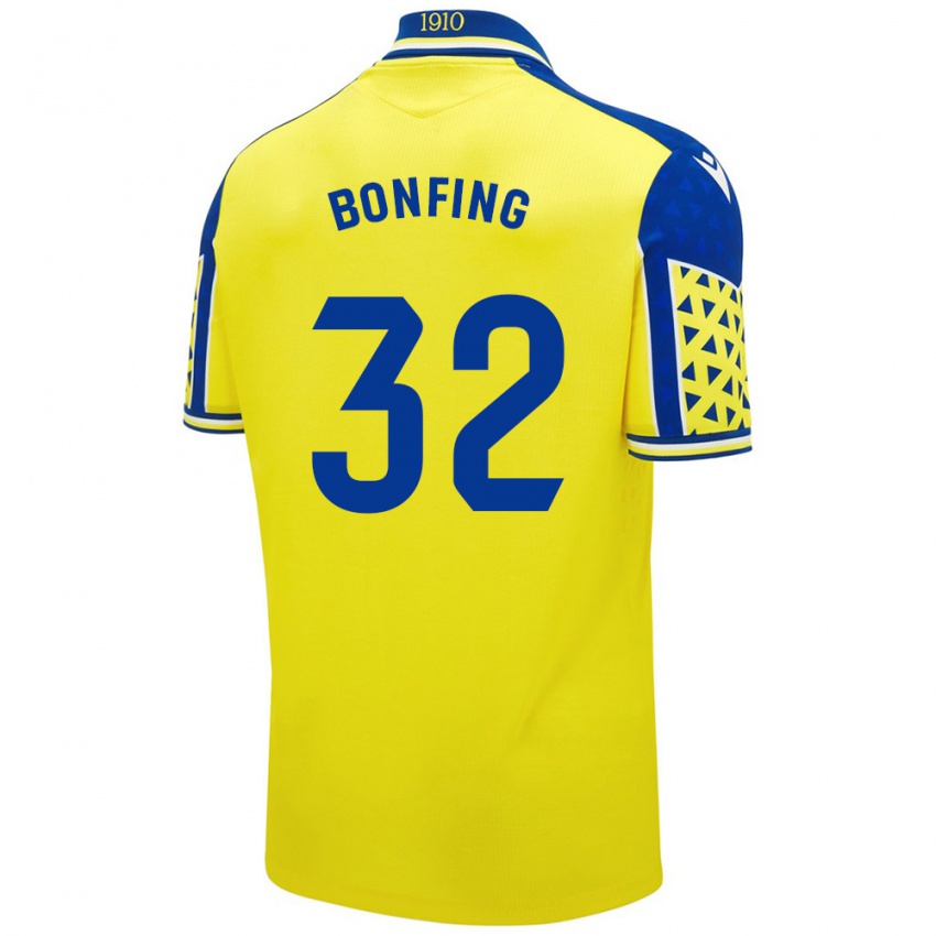 Niño Camiseta Boubacar Bonfing #32 Amarillo Azul 1ª Equipación 2024/25 La Camisa Chile