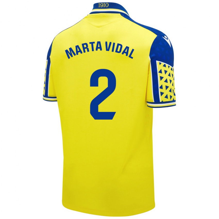 Niño Camiseta Marta Vidal Vela #2 Amarillo Azul 1ª Equipación 2024/25 La Camisa Chile