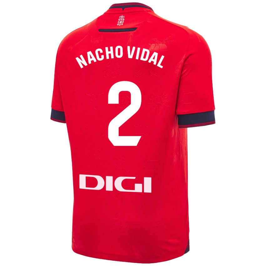 Niño Camiseta Nacho Vidal #2 Rojo Blanco 1ª Equipación 2024/25 La Camisa Chile