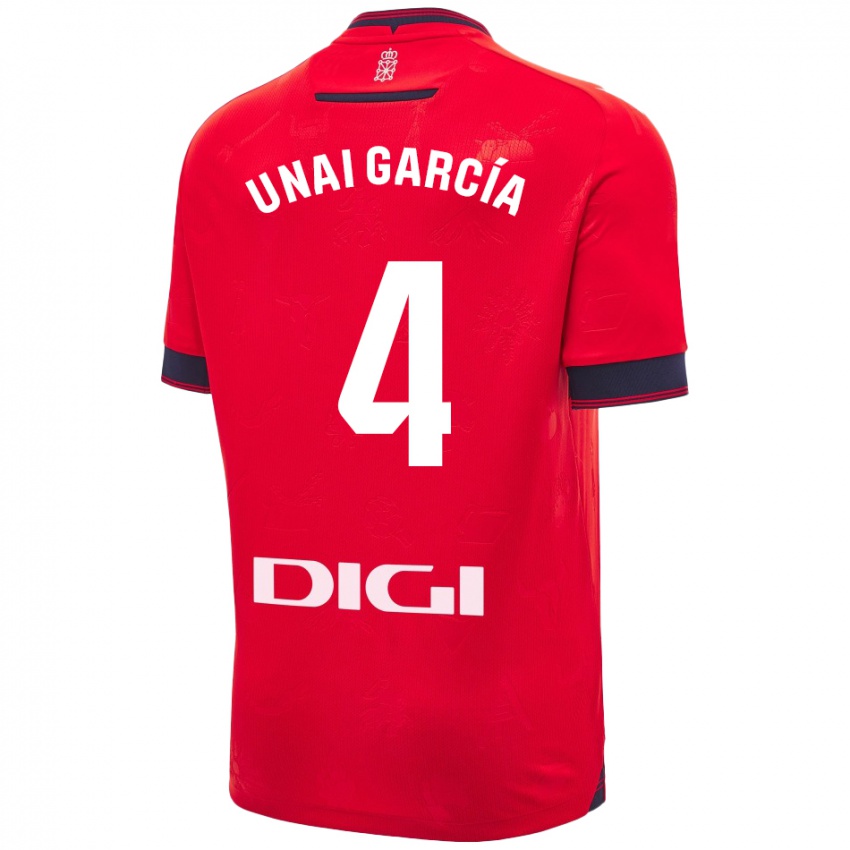 Niño Camiseta Unai García #4 Rojo Blanco 1ª Equipación 2024/25 La Camisa Chile